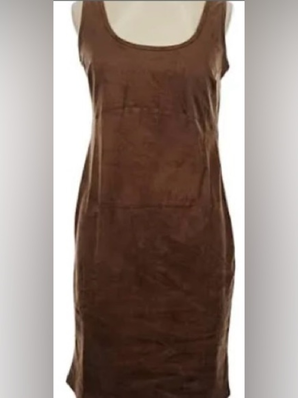 Philosophy Sleeveless Brown Faux Suede Shift Bodycon Dress, Sz: 10